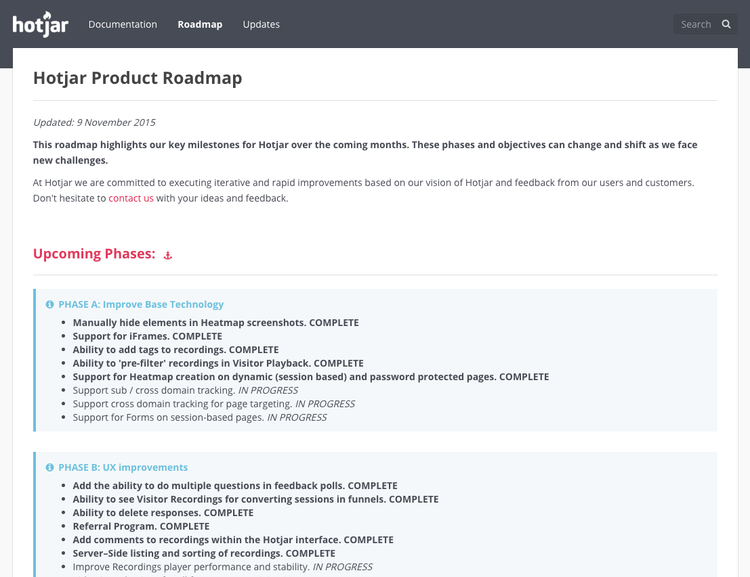 Hotjar Product Roadmap