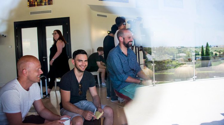 Andrew Michael, Hotjar's Business Intelligence Manager with coworkers