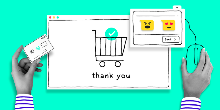 graphic representing a purchase on an ecommerce site