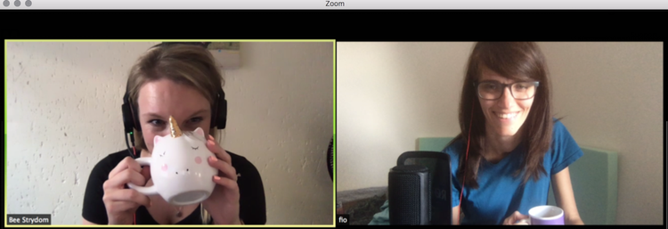 screenshot of 2 Hotjar team members video chat