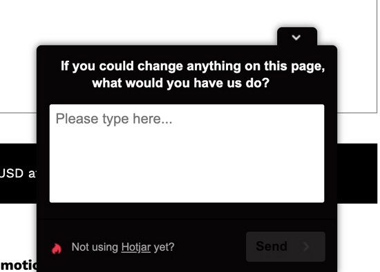 Example of how to use an open-ended question for user feedback