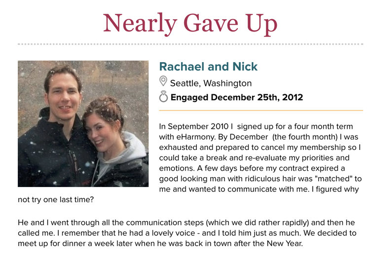eharmony testimonial example