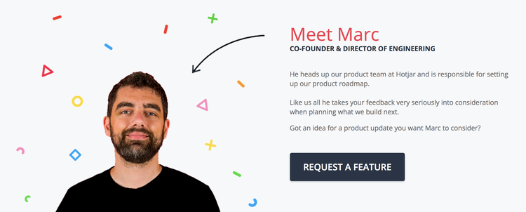 screenshot of Hotjar's feature request page