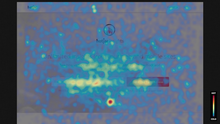 heatmap of Hotjar's homepage