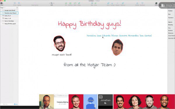 screenshot of an online Hotjar team meeting