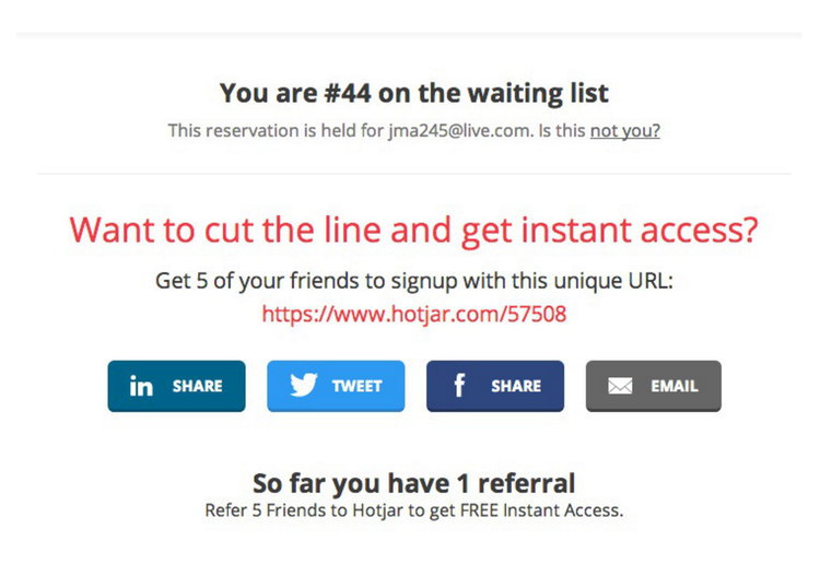 screenshot of Hotjar's beta signup landing page