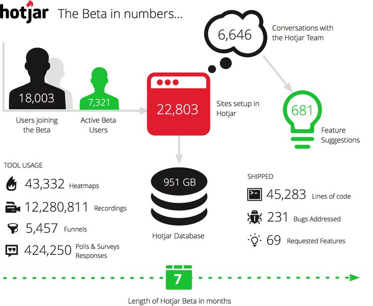 graphic representing the data Hotjar gathered in its beta program