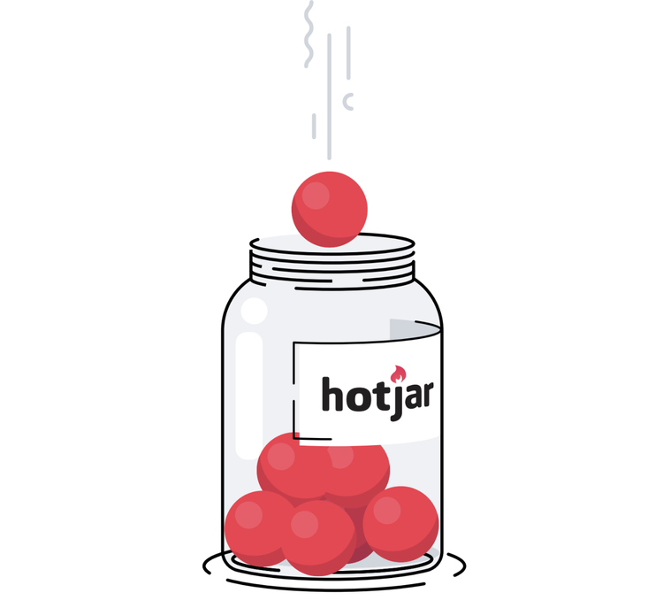 graphic of big rocks in a jar with Hotjar's logo