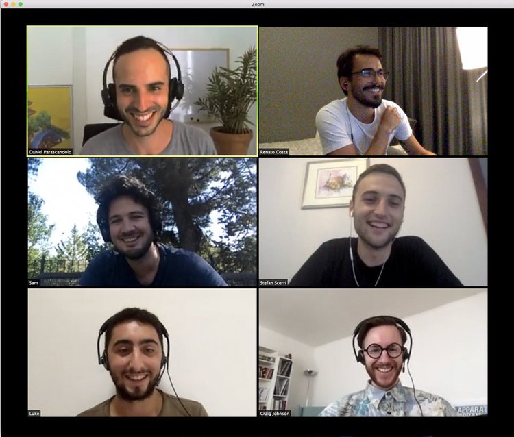 screenshot of a Hotjar design team video meeting