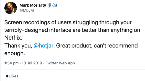 user review of hotjars recording feature