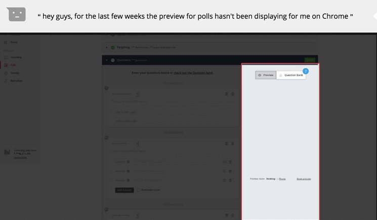 screenshot of neutral incoming feedback