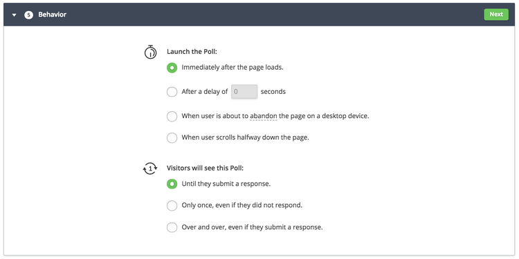 step 6 to create a new Hotjar poll