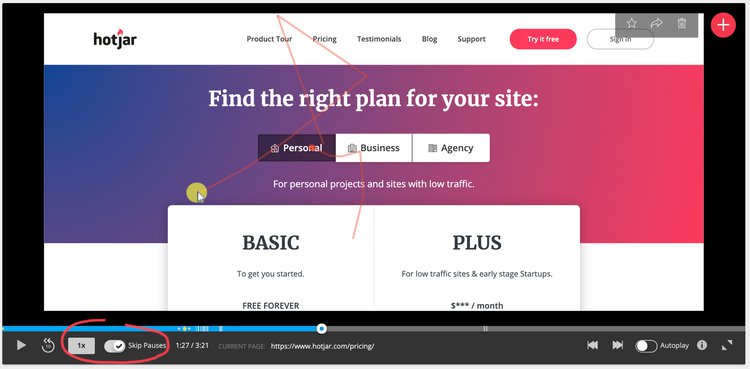 hotjar recordings skip