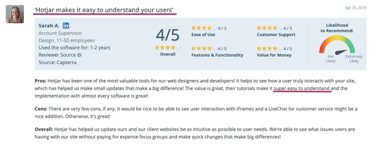 hotjar 5 star review