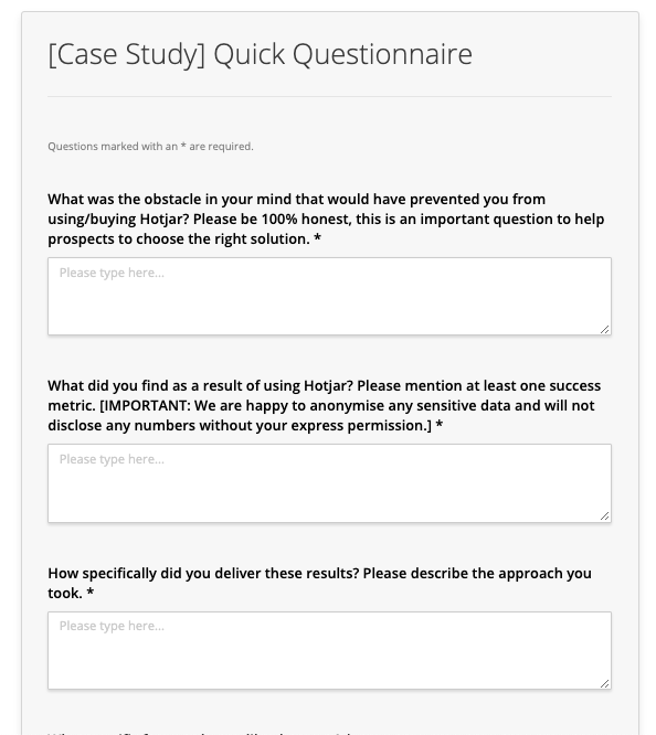 hotjar case study survey
