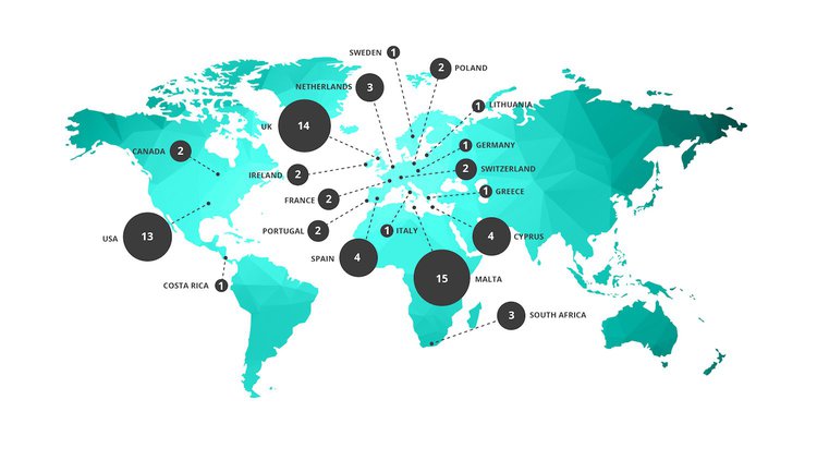 a graphic displaying Hotjar remote team member locations