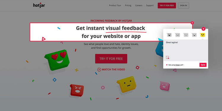 hotjar incoming feedback tool