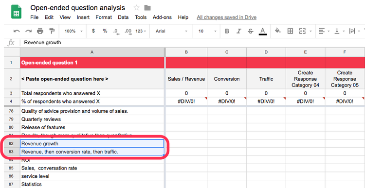 Use Hotjar's open ended question alaysis template to analyze survey responses