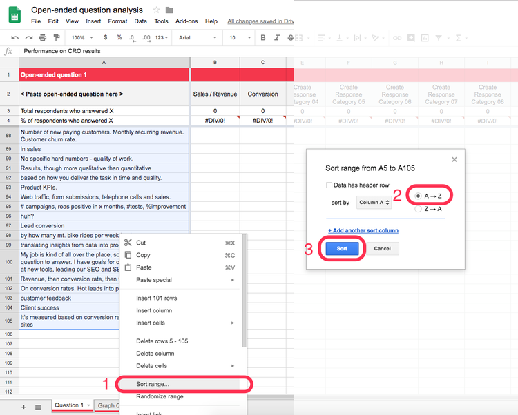 Use Hotjar's open ended question alaysis template to find patterns in survey responses