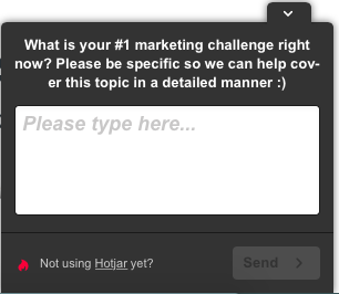 example of a Hotjar pop-up survey