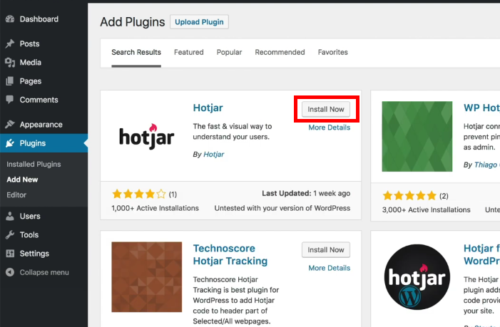 install-hotjar-wordpress-choose-plugin