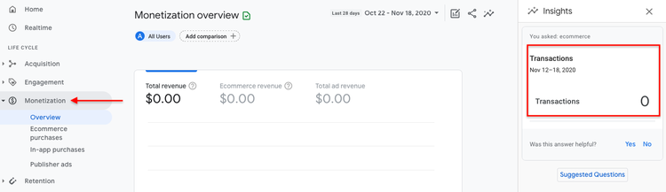 transactions in ga4