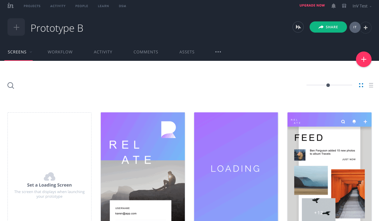 InVision prototype example