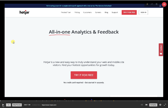 an example of a hotjar user session recording