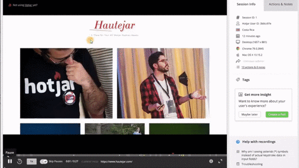 AN EXAMPLE OF A HOTJAR SESSION RECORDING