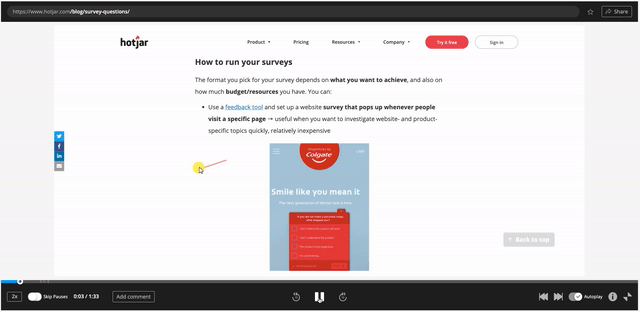 hotjar survey questions recording